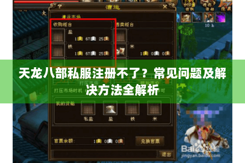 天龙八部私服注册不了？常见问题及解决方法全解析