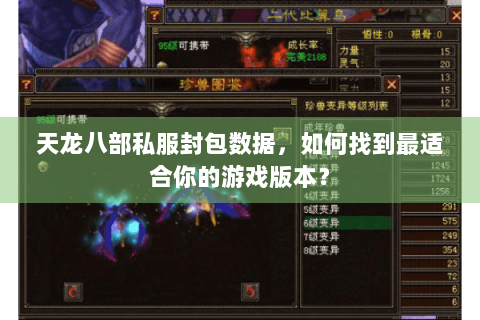 天龙八部私服封包数据，如何找到最适合你的游戏版本？