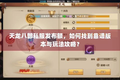 天龙八部私服发布额，如何找到靠谱版本与玩法攻略？