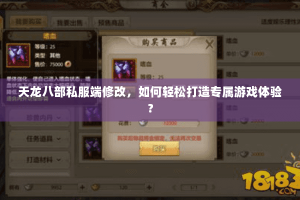 天龙八部私服端修改，如何轻松打造专属游戏体验？