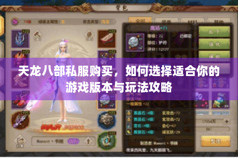 天龙八部私服购买，如何选择适合你的游戏版本与玩法攻略