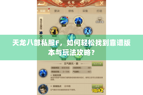 天龙八部私服F,如何轻松找到靠谱版本与玩法攻略? 天龙八部私服F,如何轻松找到靠谱版本与玩法攻略?