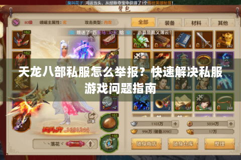 天龙八部私服怎么举报？快速解决私服游戏问题指南