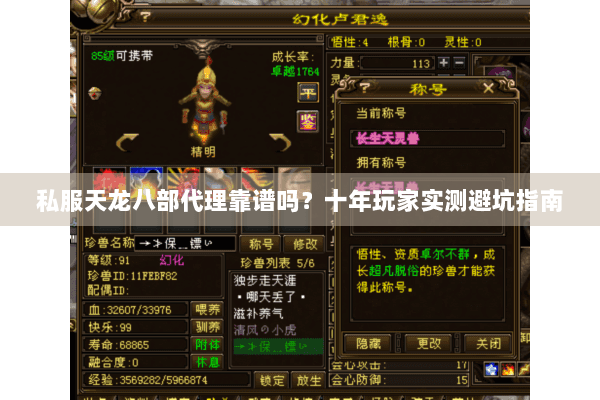 私服天龙八部代理靠谱吗？十年玩家实测避坑指南