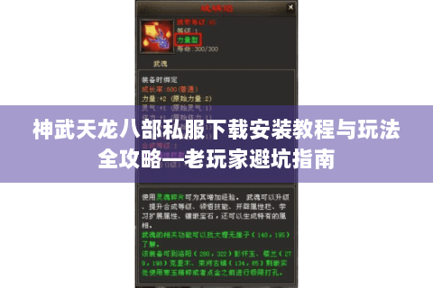 神武天龙八部私服下载安装教程与玩法全攻略—老玩家避坑指南