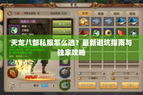 天龙八部私服怎么选？最新避坑指南与独家攻略