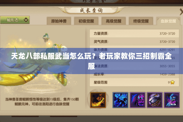 天龙八部私服武当怎么玩？老玩家教你三招制霸全服