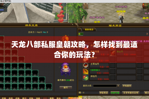 天龙八部私服皇朝攻略，怎样找到最适合你的玩法？