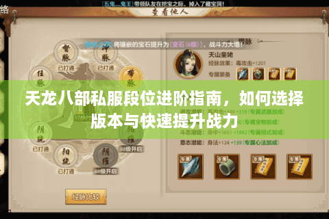 天龙八部私服段位进阶指南，如何选择版本与快速提升战力