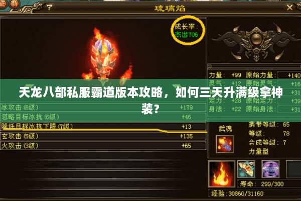天龙八部私服霸道版本攻略，如何三天升满级拿神装？