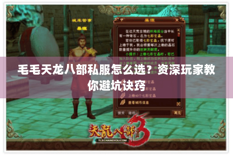 毛毛天龙八部私服怎么选？资深玩家教你避坑诀窍