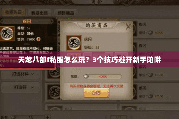 天龙八部f私服怎么玩？3个技巧避开新手陷阱