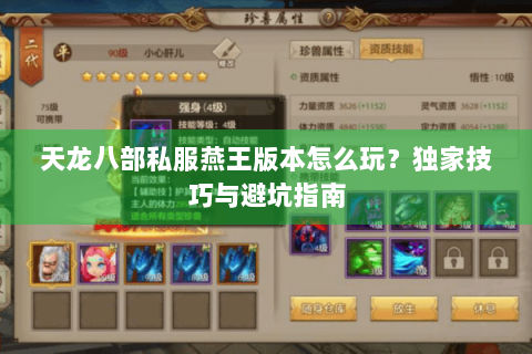 天龙八部私服燕王版本怎么玩？独家技巧与避坑指南