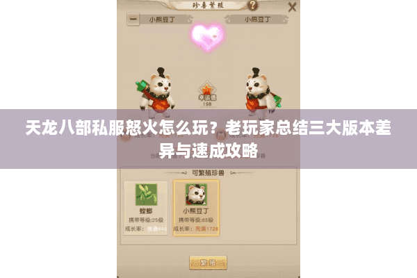 天龙八部私服怒火怎么玩？老玩家总结三大版本差异与速成攻略