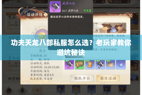 功夫天龙八部私服怎么选？老玩家教你避坑秘诀