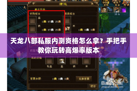 天龙八部私服内测资格怎么拿？手把手教你玩转高爆率版本