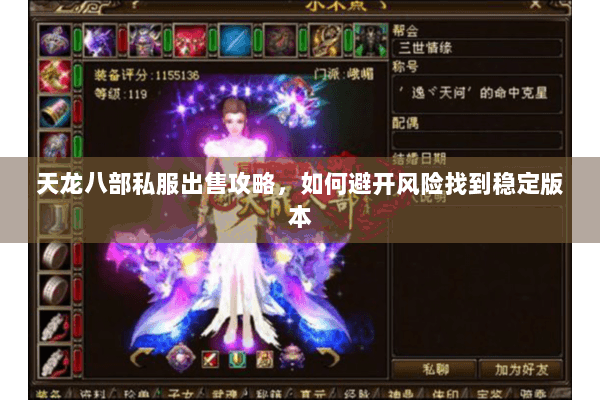 天龙八部私服出售攻略，如何避开风险找到稳定版本