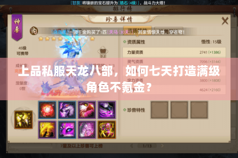 上品私服天龙八部，如何七天打造满级角色不氪金？