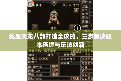 私服天龙八部打造全攻略，三步解决版本搭建与玩法创新