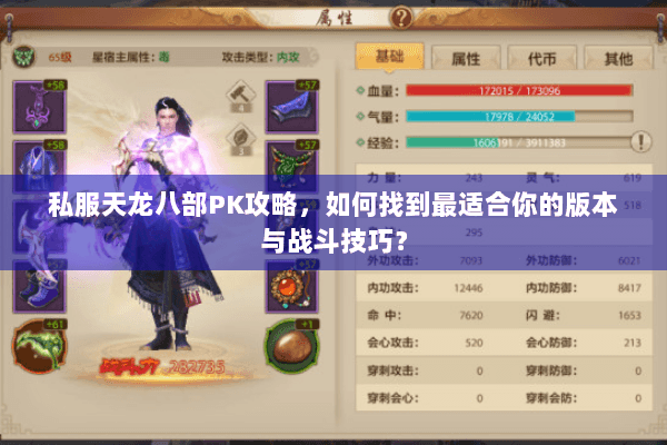 私服天龙八部PK攻略，如何找到最适合你的版本与战斗技巧？