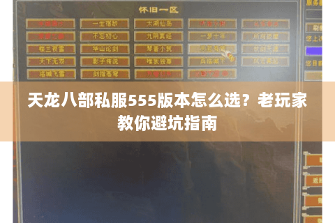 天龙八部私服555版本怎么选？老玩家教你避坑指南