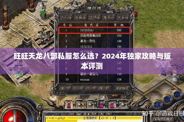 旺旺天龙八部私服怎么选？2024年独家攻略与版本评测
