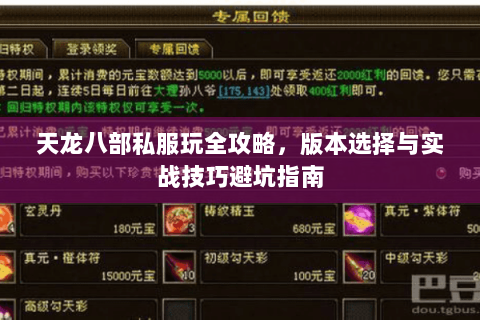 天龙八部私服玩全攻略，版本选择与实战技巧避坑指南