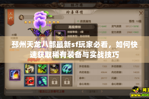 邳州天龙八部最新sf玩家必看，如何快速获取稀有装备与实战技巧