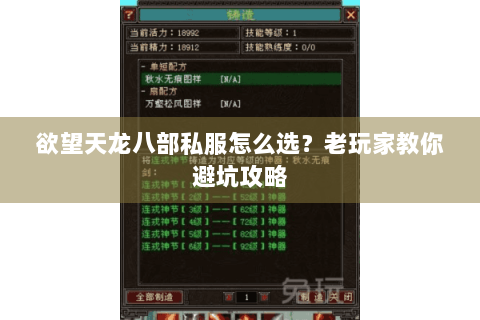 欲望天龙八部私服怎么选？老玩家教你避坑攻略