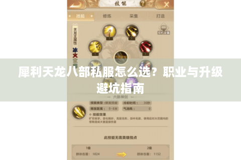 犀利天龙八部私服怎么选？职业与升级避坑指南