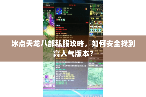 冰点天龙八部私服攻略，如何安全找到高人气版本？