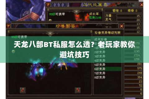 天龙八部BT私服怎么选？老玩家教你避坑技巧