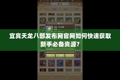 宜宾天龙八部发布网官网如何快速获取新手必备资源？