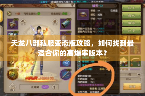 天龙八部私服变态版攻略，如何找到最适合你的高爆率版本？