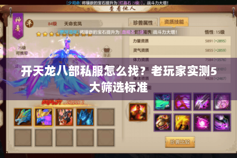 开天龙八部私服怎么找？老玩家实测5大筛选标准