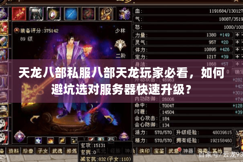 天龙八部私服八部天龙玩家必看，如何避坑选对服务器快速升级？