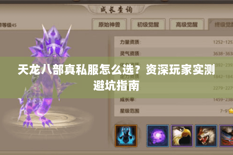 天龙八部真私服怎么选？资深玩家实测避坑指南