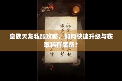 皇族天龙私服攻略，如何快速升级与获取稀有装备？