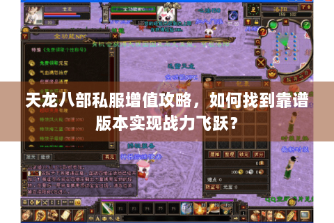 天龙八部私服增值攻略，如何找到靠谱版本实现战力飞跃？