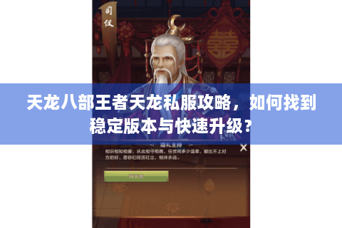 天龙八部王者天龙私服攻略，如何找到稳定版本与快速升级？