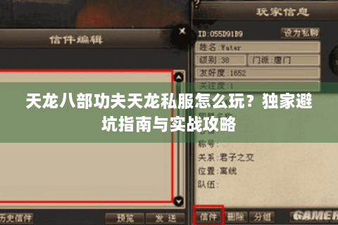 天龙八部功夫天龙私服怎么玩？独家避坑指南与实战攻略