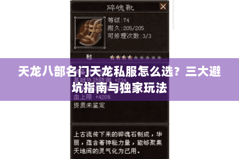 天龙八部名门天龙私服怎么选？三大避坑指南与独家玩法