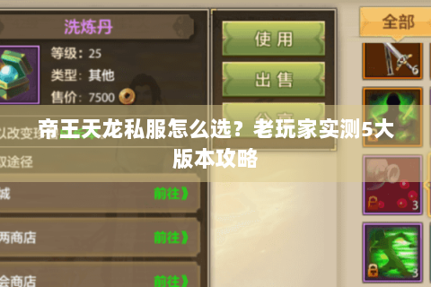 帝王天龙私服怎么选？老玩家实测5大版本攻略