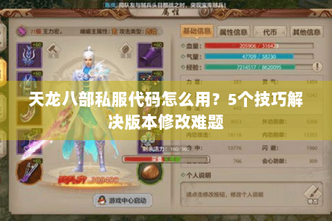 天龙八部私服代码怎么用？5个技巧解决版本修改难题