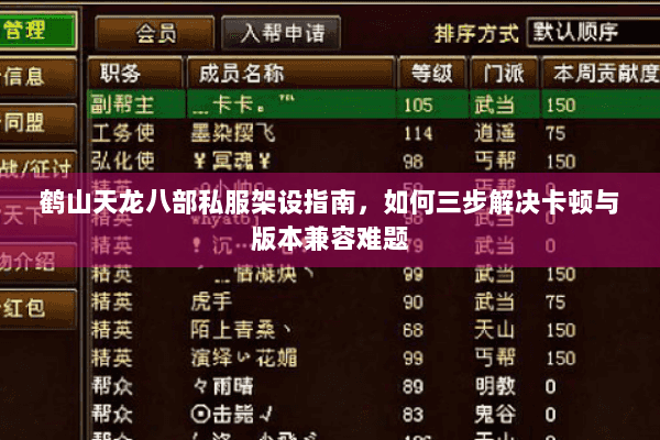 鹤山天龙八部私服架设指南，如何三步解决卡顿与版本兼容难题