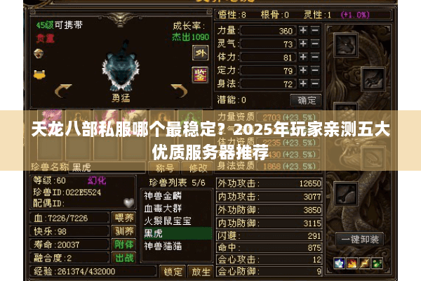 天龙八部私服哪个最稳定？2025年玩家亲测五大优质服务器推荐
