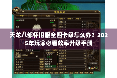 天龙八部怀旧服全四卡级怎么办？2025年玩家必看效率升级手册