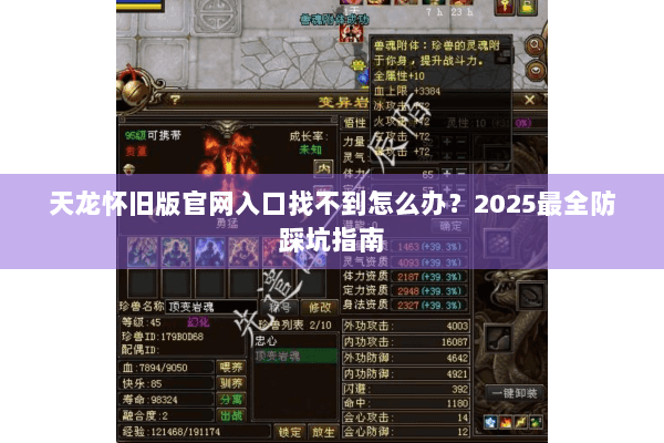 天龙怀旧版官网入口找不到怎么办？2025最全防踩坑指南