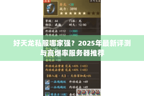 好天龙私服哪家强？2025年最新评测与高爆率服务器推荐