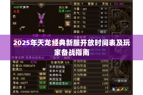 2025年天龙经典新服开放时间表及玩家备战指南